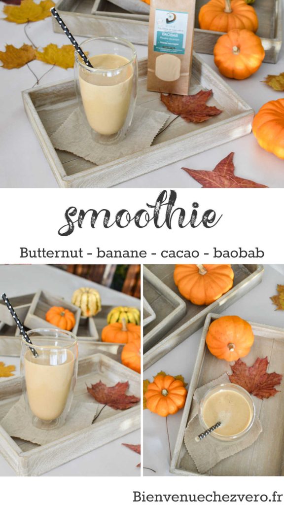 Smoothie butternut banane cacao baobab