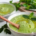 Gaspacho vegan courgettes avocat petits pois