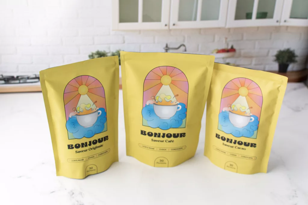 3 sachets de boisson Bonjour Drink (saveur originale, saveur café et saveur cacao)