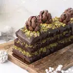 Bûche chocolat Dubaï - Bûche chocolat pistache - Recette bûche maison - Bûche Noël facile